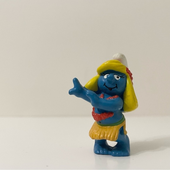 Vtg 1988 Smurfs Hula Smurfette Figure Hawaiian Dancer Smurf Figurine Schleich - Picture 12 of 12
